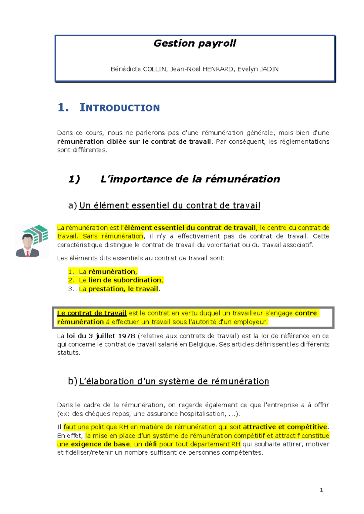 Synthèse Gestion payroll version word p97 1. INTRODUCTION Dans ce