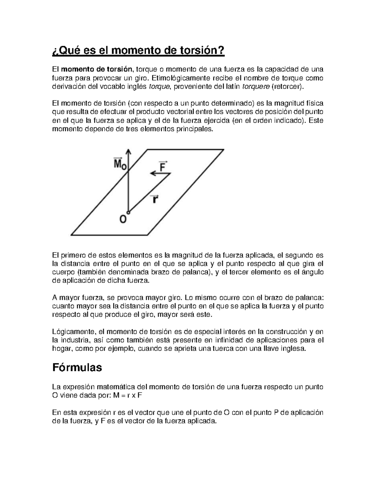 Momento de torsion - ¿Qué es el momento de torsión? El momento de ...