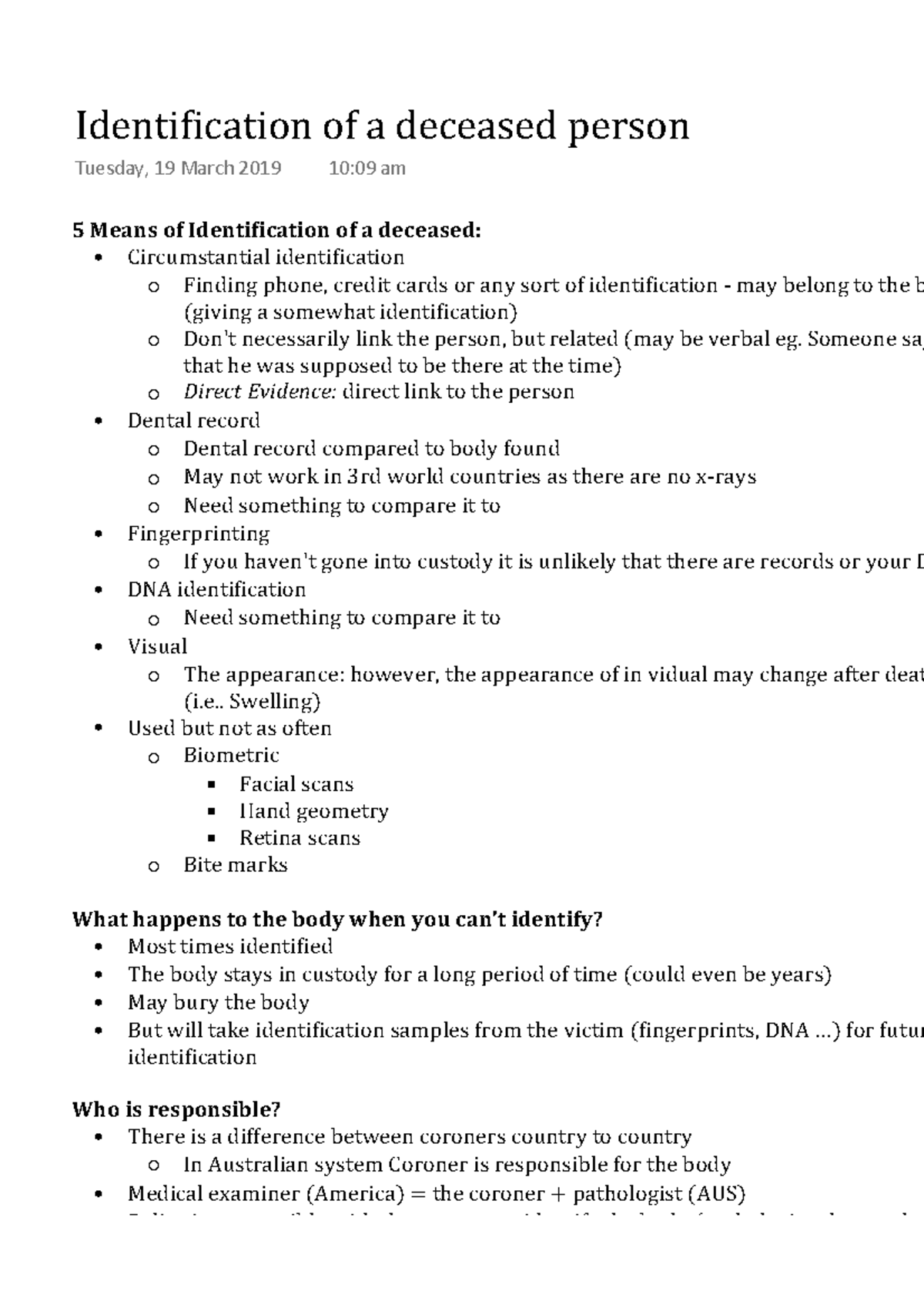 Identification of a deceased person **5 Means of Identification of a