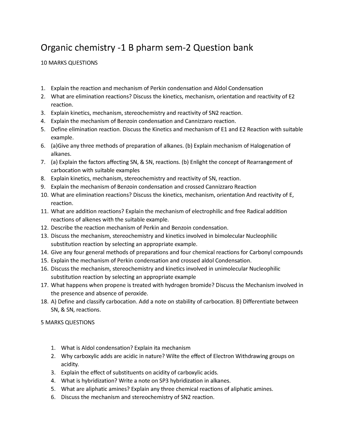 Organic Chemistry 1 B Pharm Sem 2 - Organic Chemistry -1 B Pharm Sem-2 ...