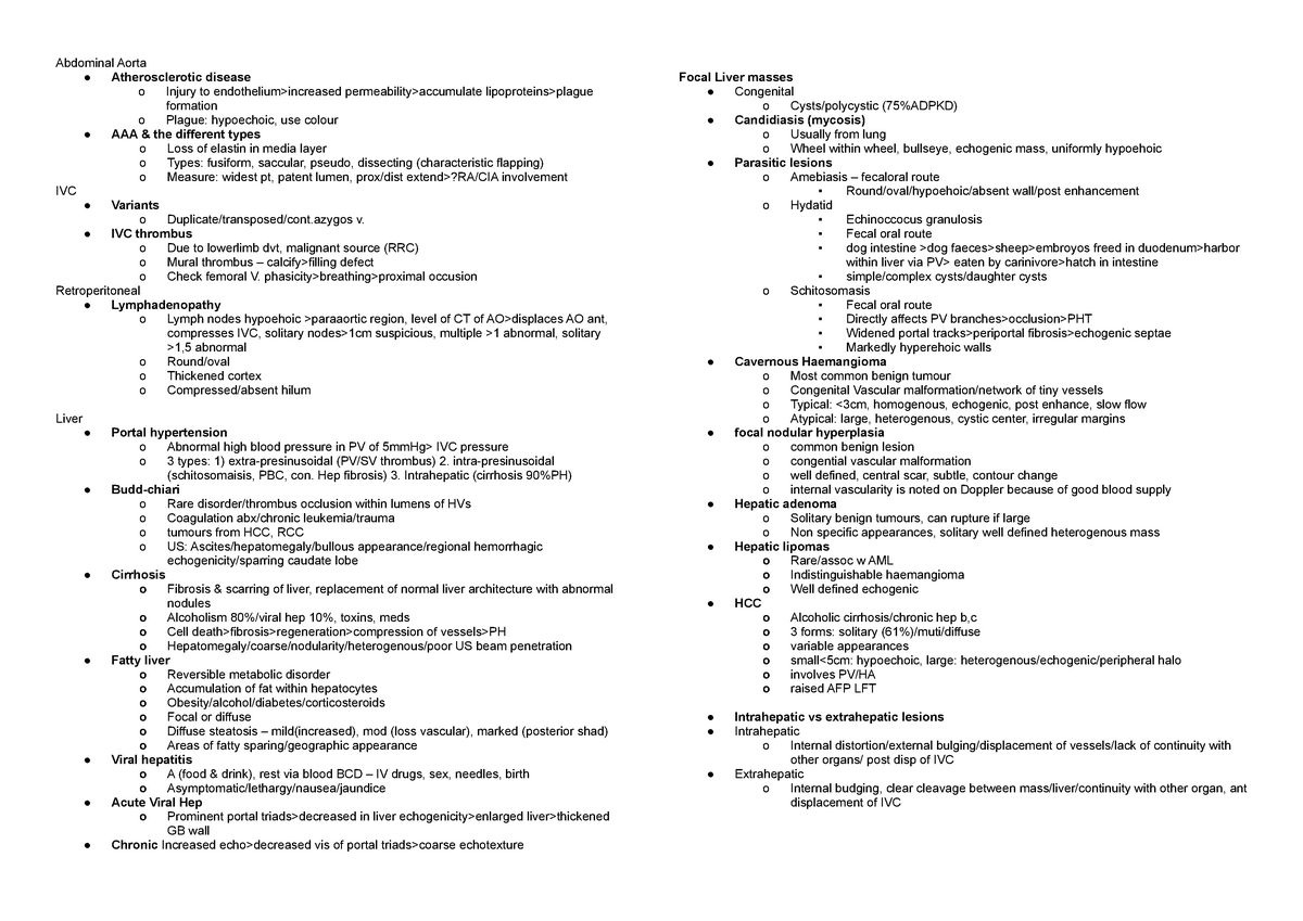 Abdo-revision-notes - This Is A Summary Of Abdomen Pathologies 