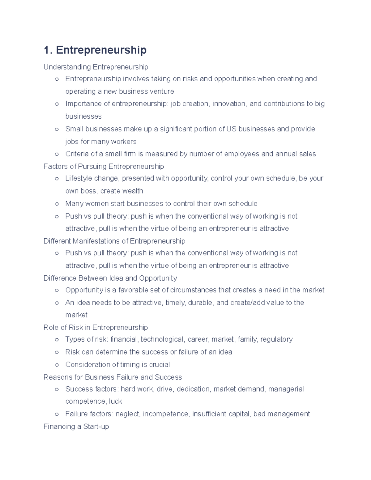 SOM 122 Exam 2 Study Guide - 1. Entrepreneurship Understanding ...