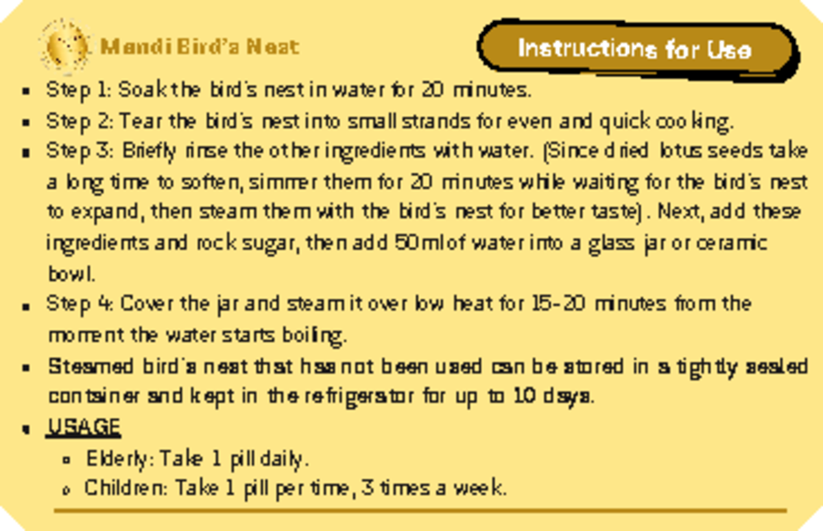 Instructions for Use Mandi Bird Nest - Instructions for Use Step 1: Soak the bird's nest in ...