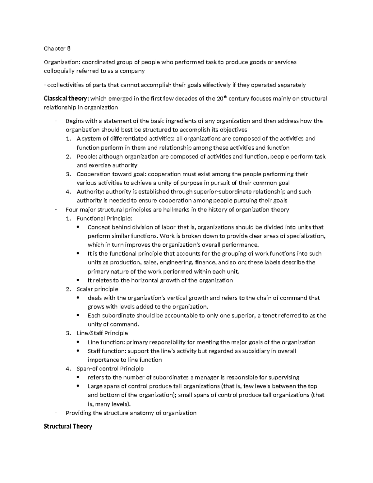 Chapter 8 - I/O psychology - Chapter 8 Organization: coordinated group ...