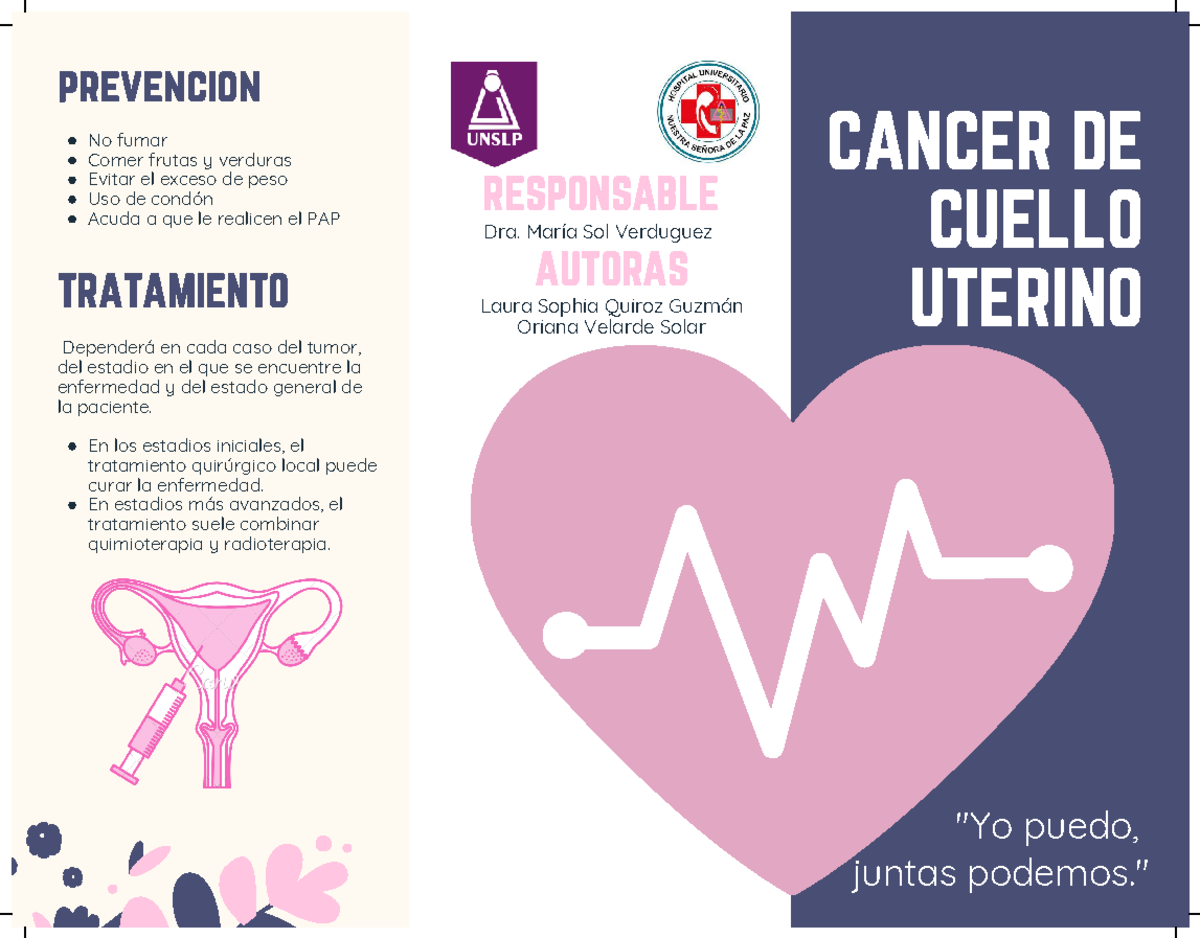 Triptico De Cancer De Cuello Uterino Oficial 2 En Los Estadios Iniciales El