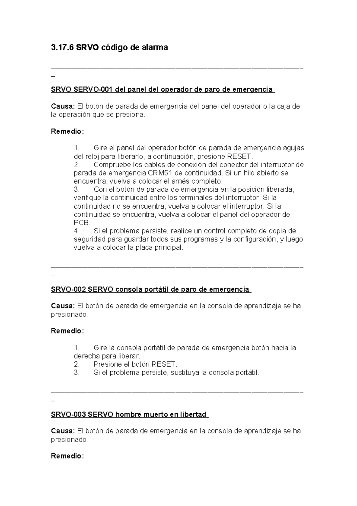 Alarmas Fanuc en español 3 SRVO código de alarma Studocu