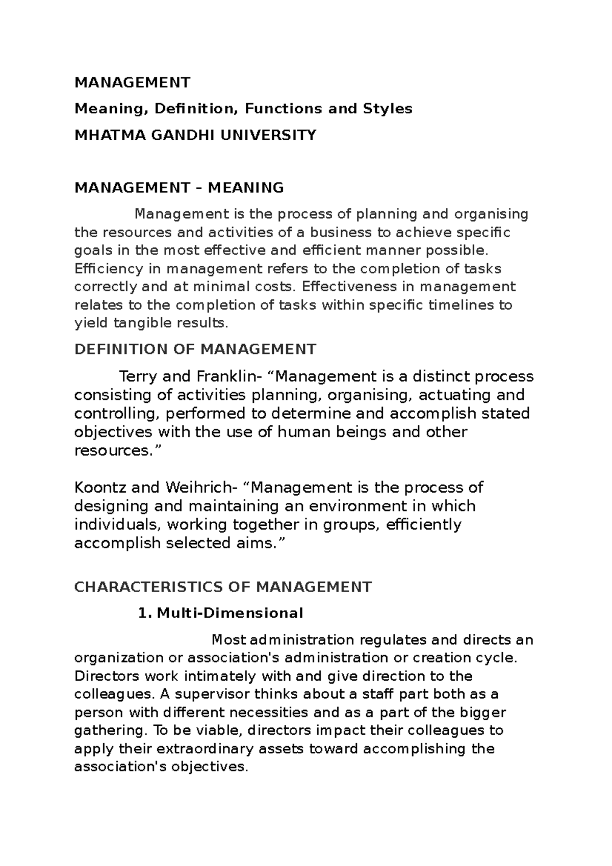 Management , Meaning ,Definition And Styles - MANAGEMENT Meaning ...