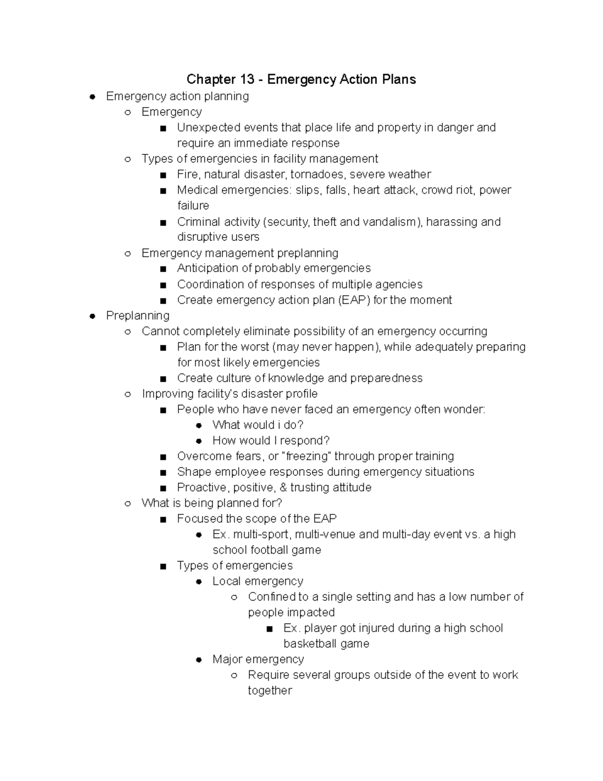 Chapter 13 Emergency Action Plans Lecture Notes Chapter 13