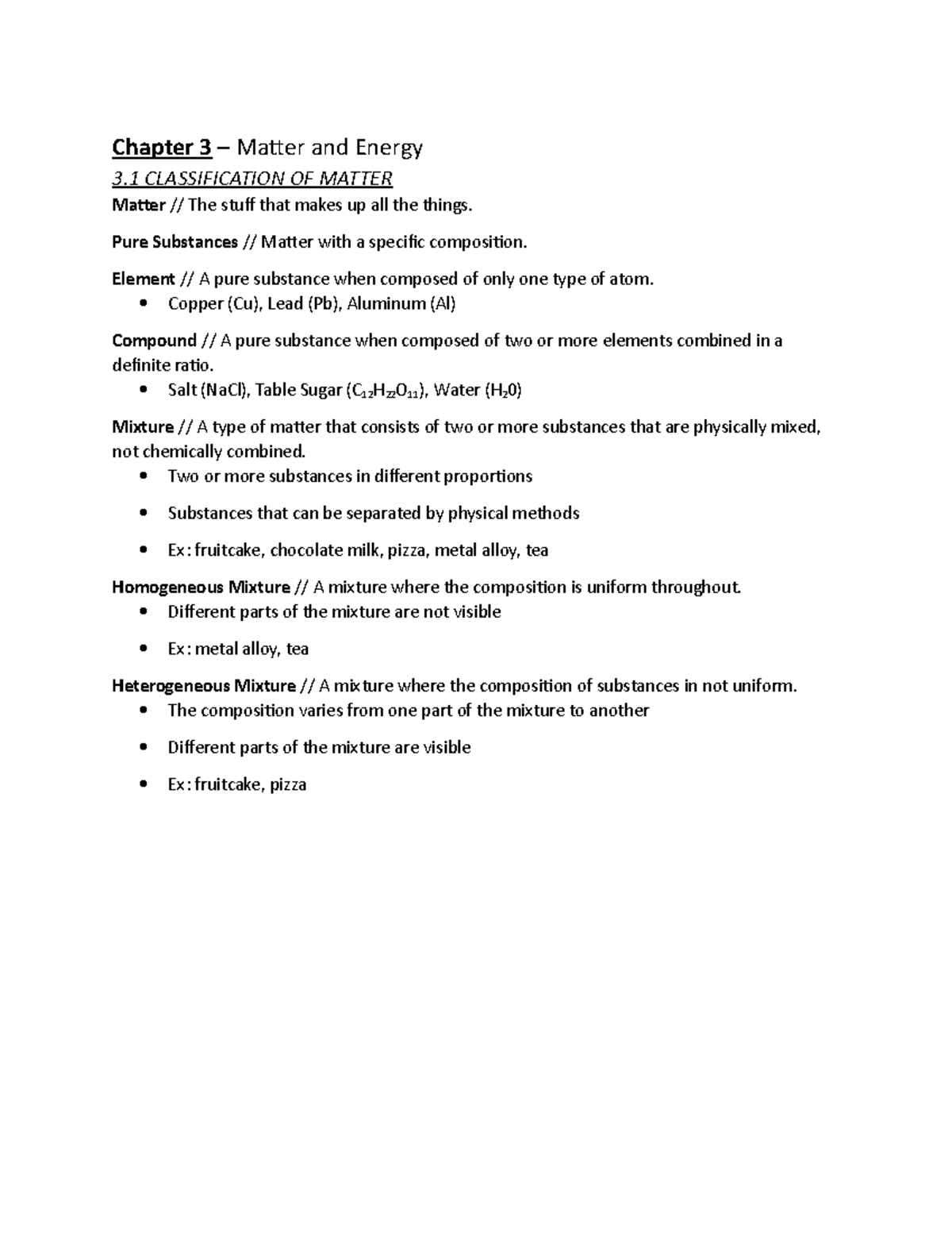 Chapter 3 - Matter and Energy - Chapter 3 – Matter and Energy 3 ...