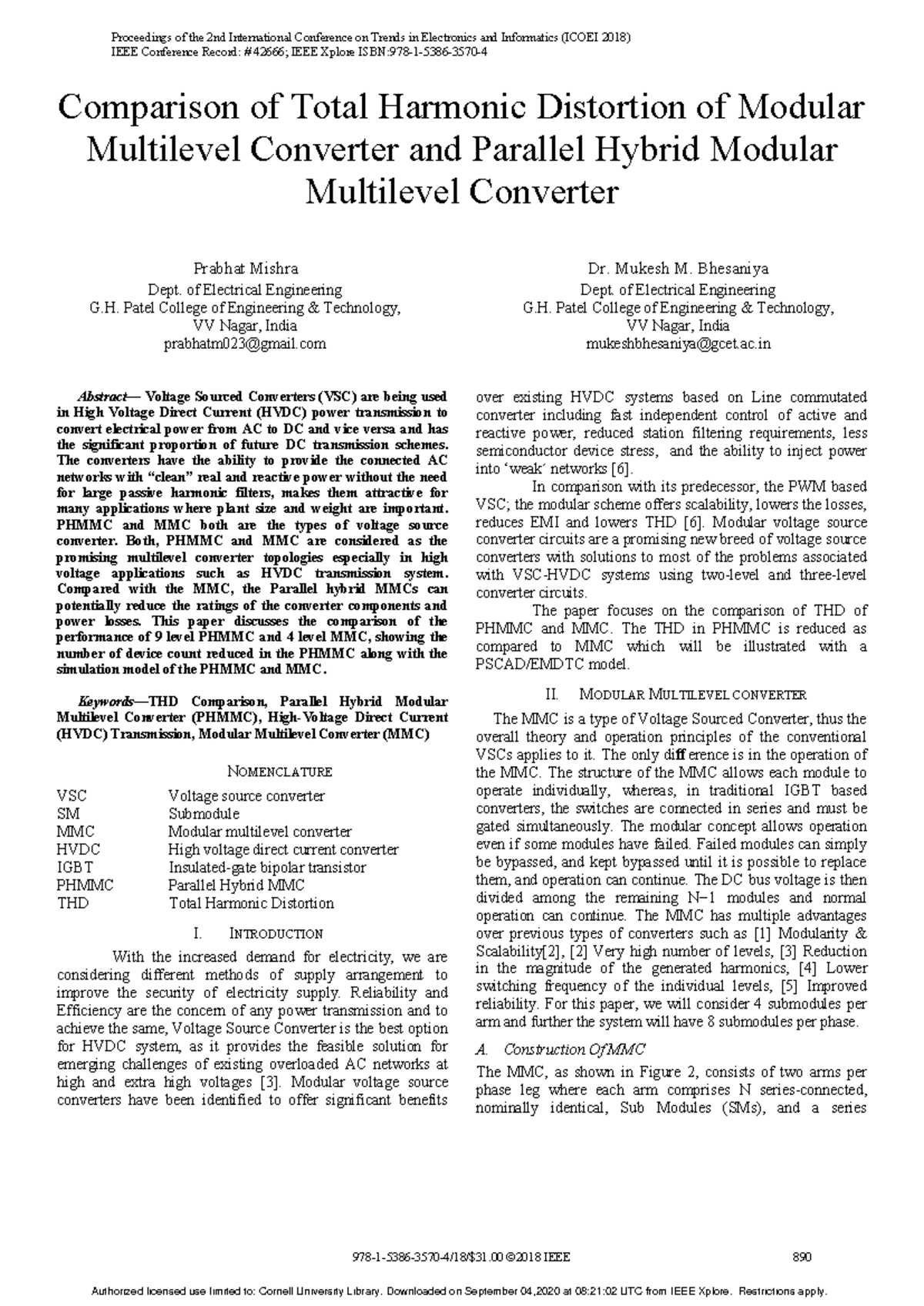 Comparison of Total Harmonic Distortion of Modular - of Electrical ...