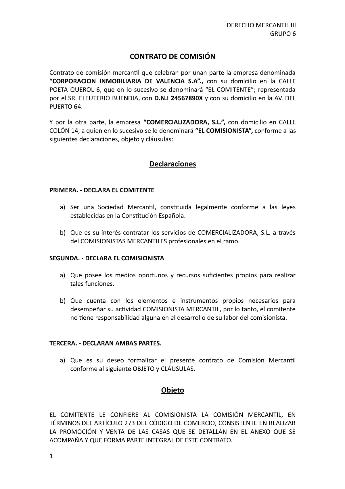 Modelo De Contrato De Vendedores Por Comision Noticia 9033