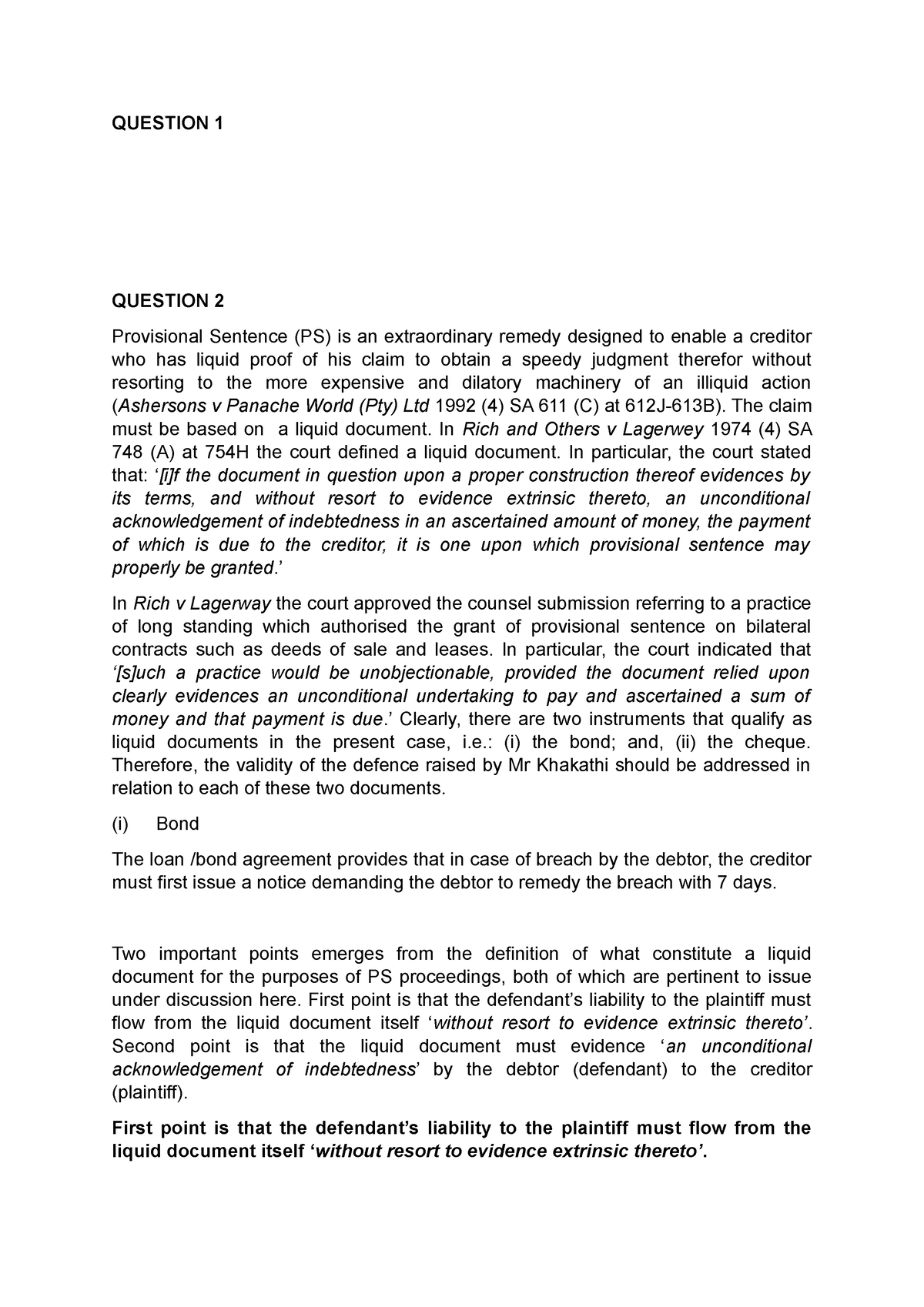 Memo - A2 sick Test - practice question paper and answers - QUESTION 1 ...