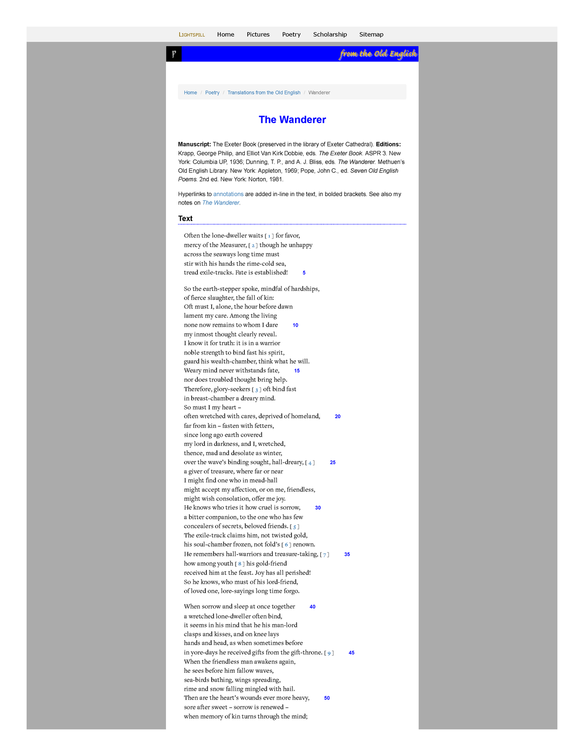 Lightspill-com-poetry-oe-wanderer-html - Home / Poetry / Translations ...