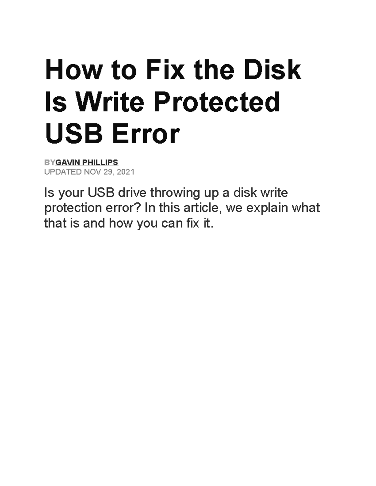 How to Fix the Disk Is Write Protected USB Error How to Fix the Disk