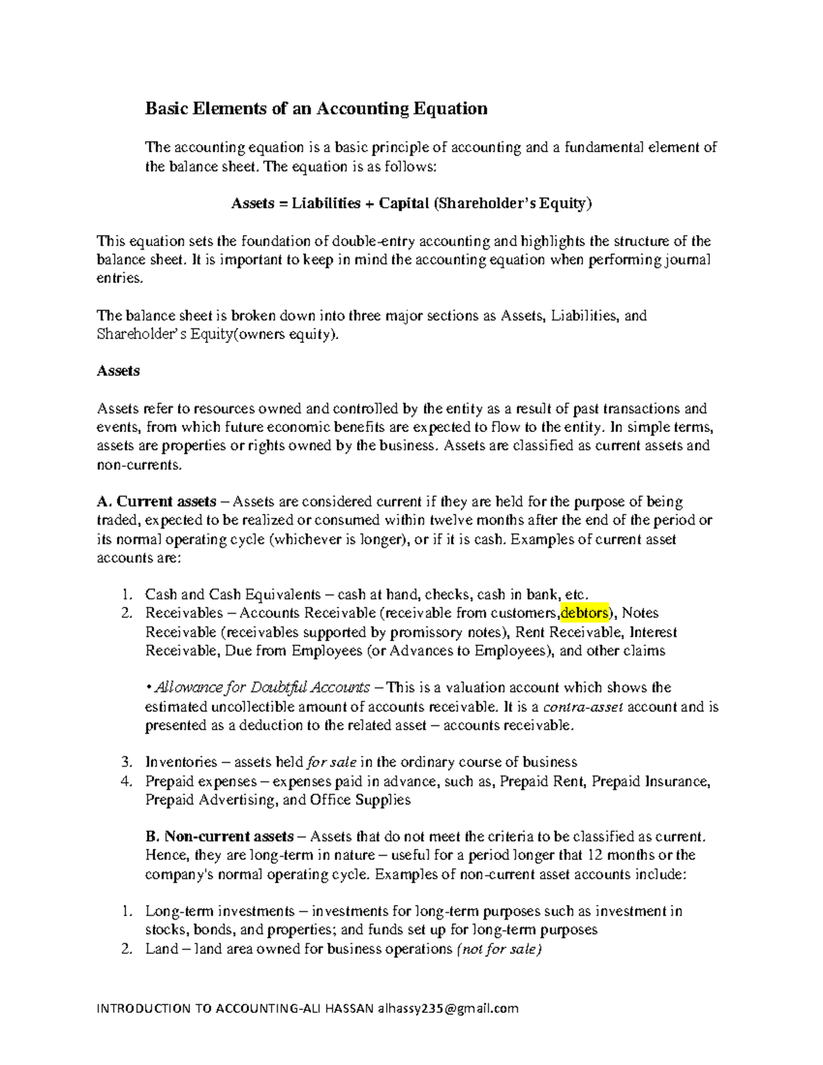 Lecture elements of accounting - Basic Elements of an Accounting ...
