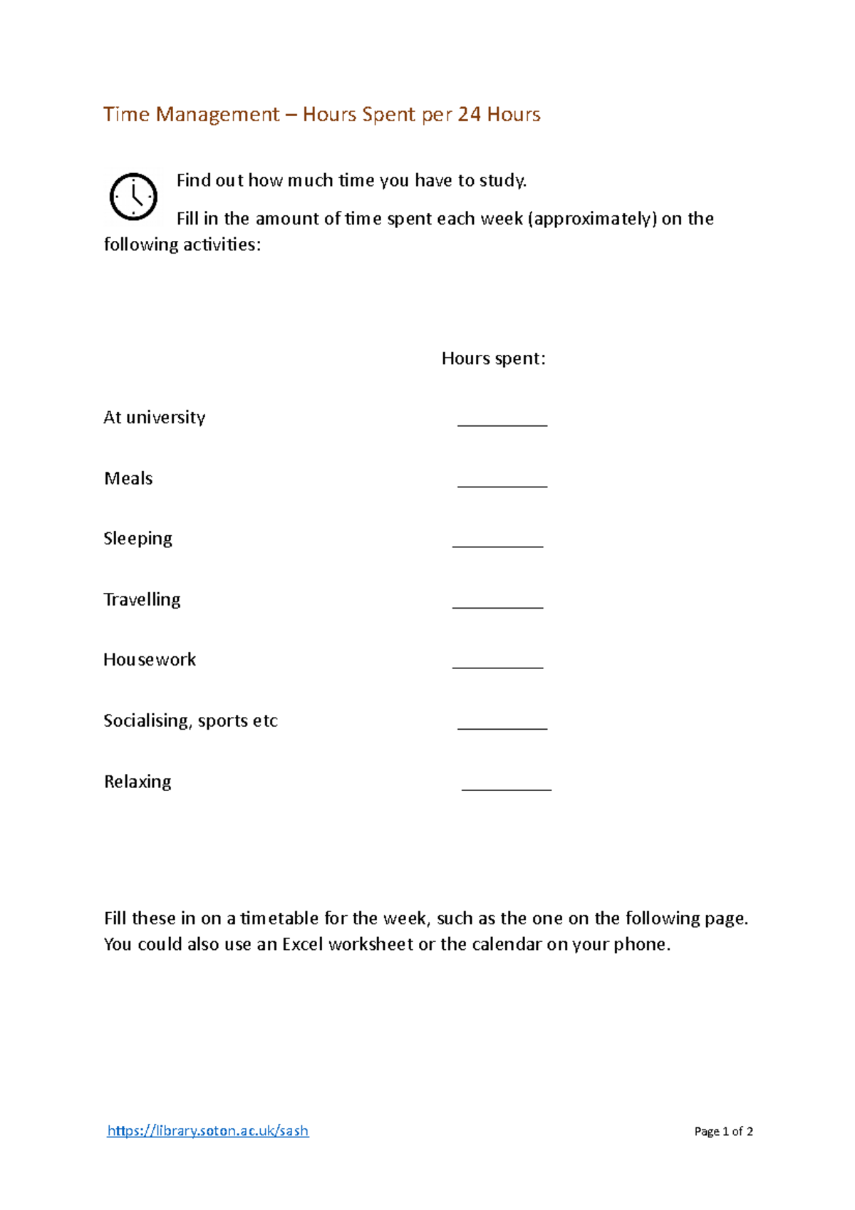 Time Management during assignments and coursework - Time Management ...