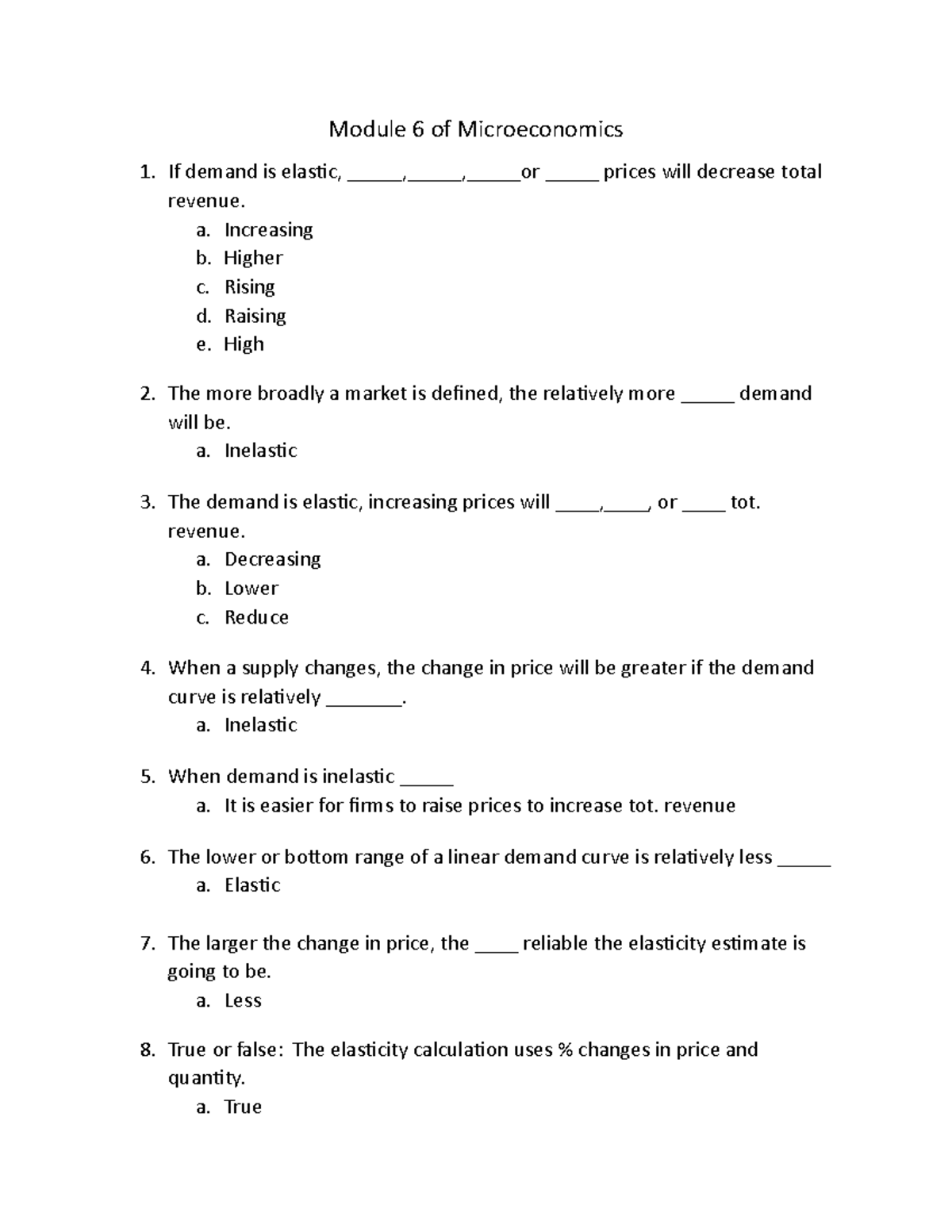 Module 6 of Microeconomic part 2 - Module 6 of Microeconomics If demand ...