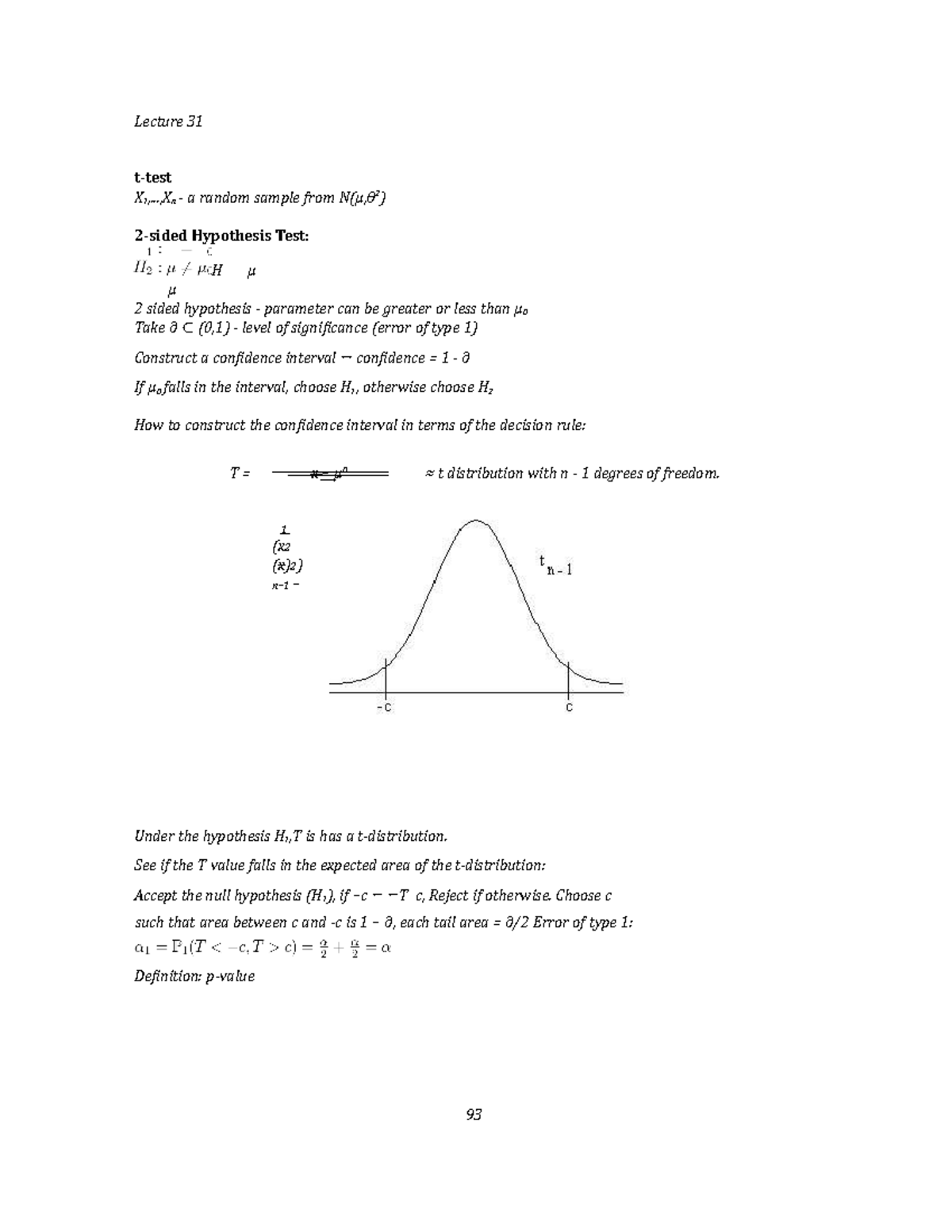 2-sided-hypothesis-test-lecture-31-t-test-x-1-xn-a-random