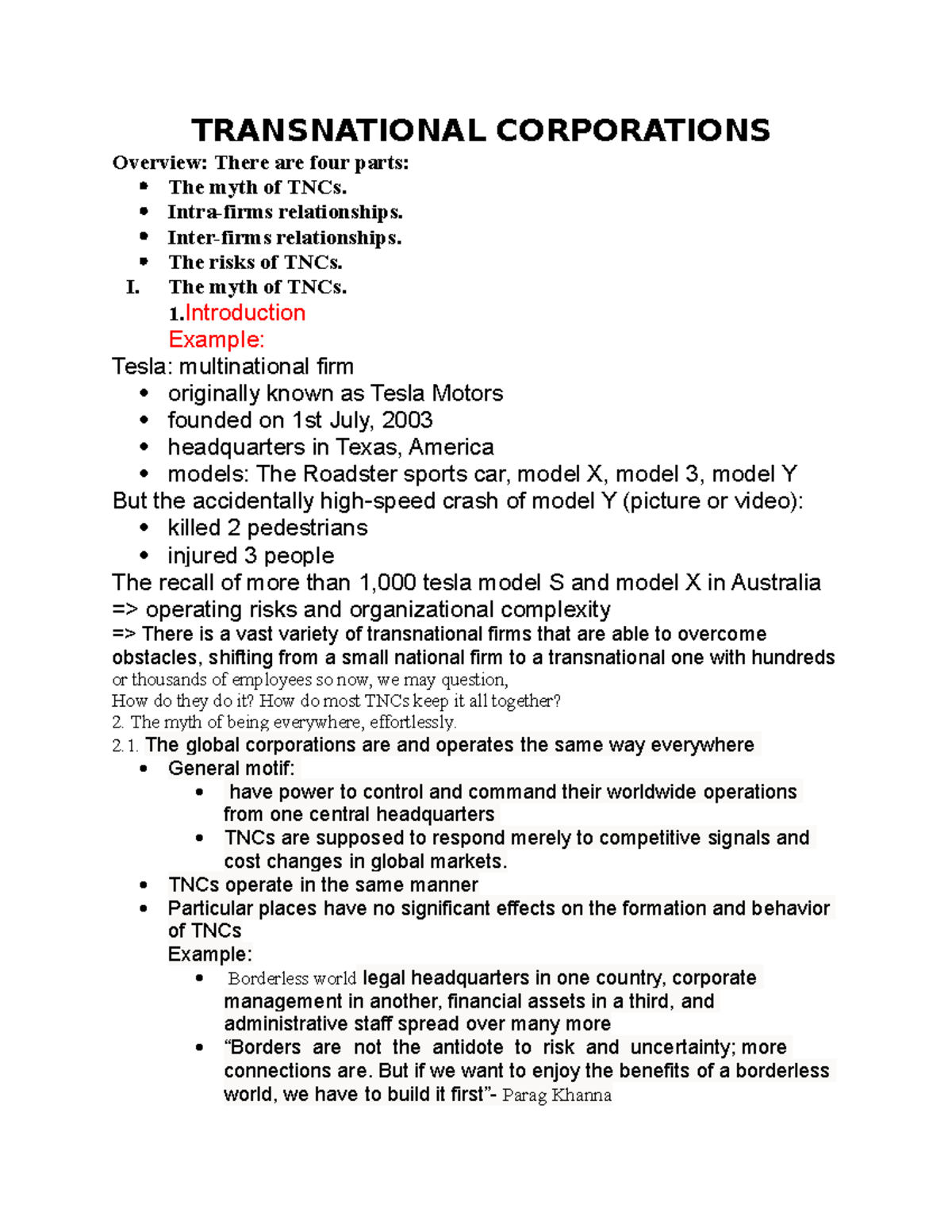 Transnational Corporations - TRANSNATIONAL CORPORATIONS Overview: There ...