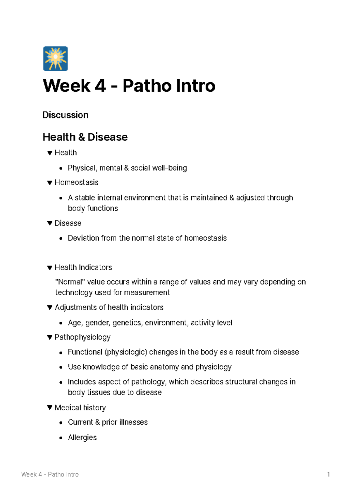 Week 4 - Patho Intro - 🎆 Week 4 - Patho Intro Discussion Health ...