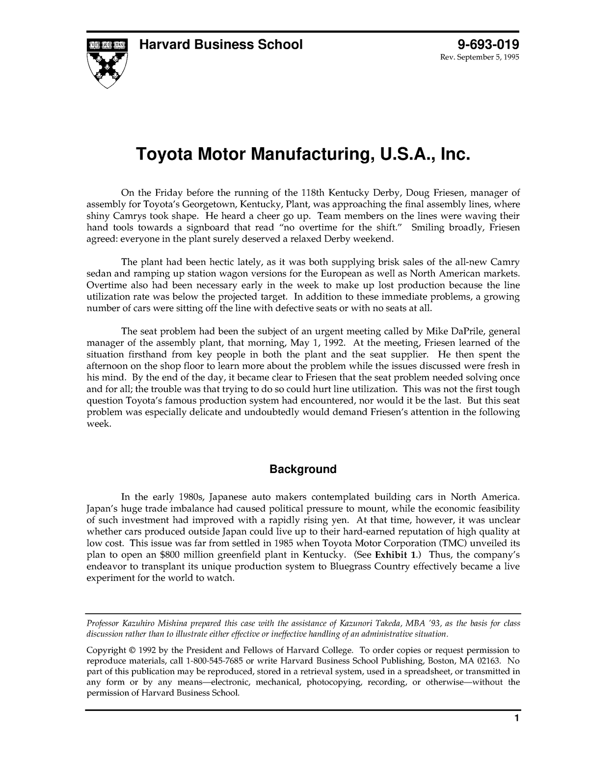 toyota unethical case study