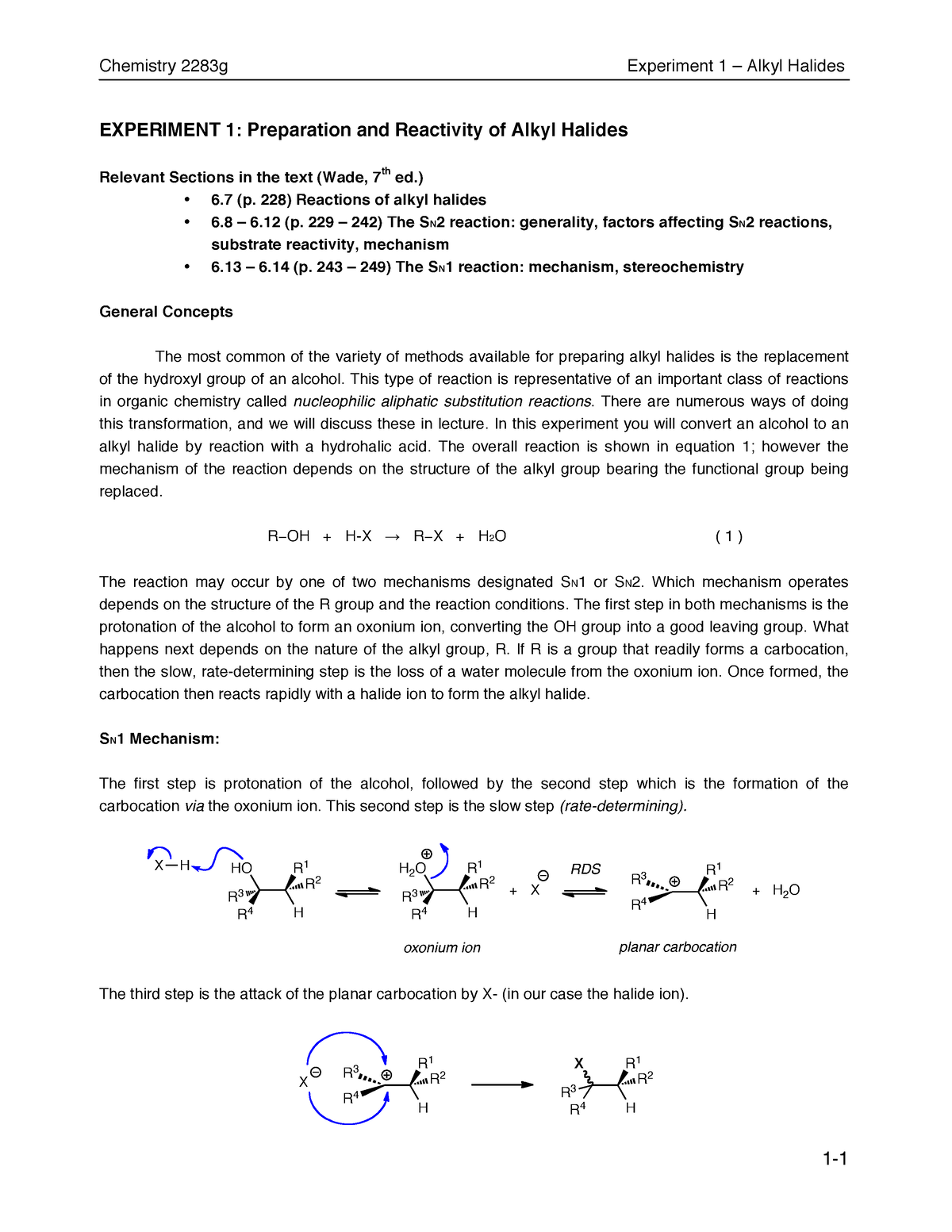 reaction of alkyl halides experiment