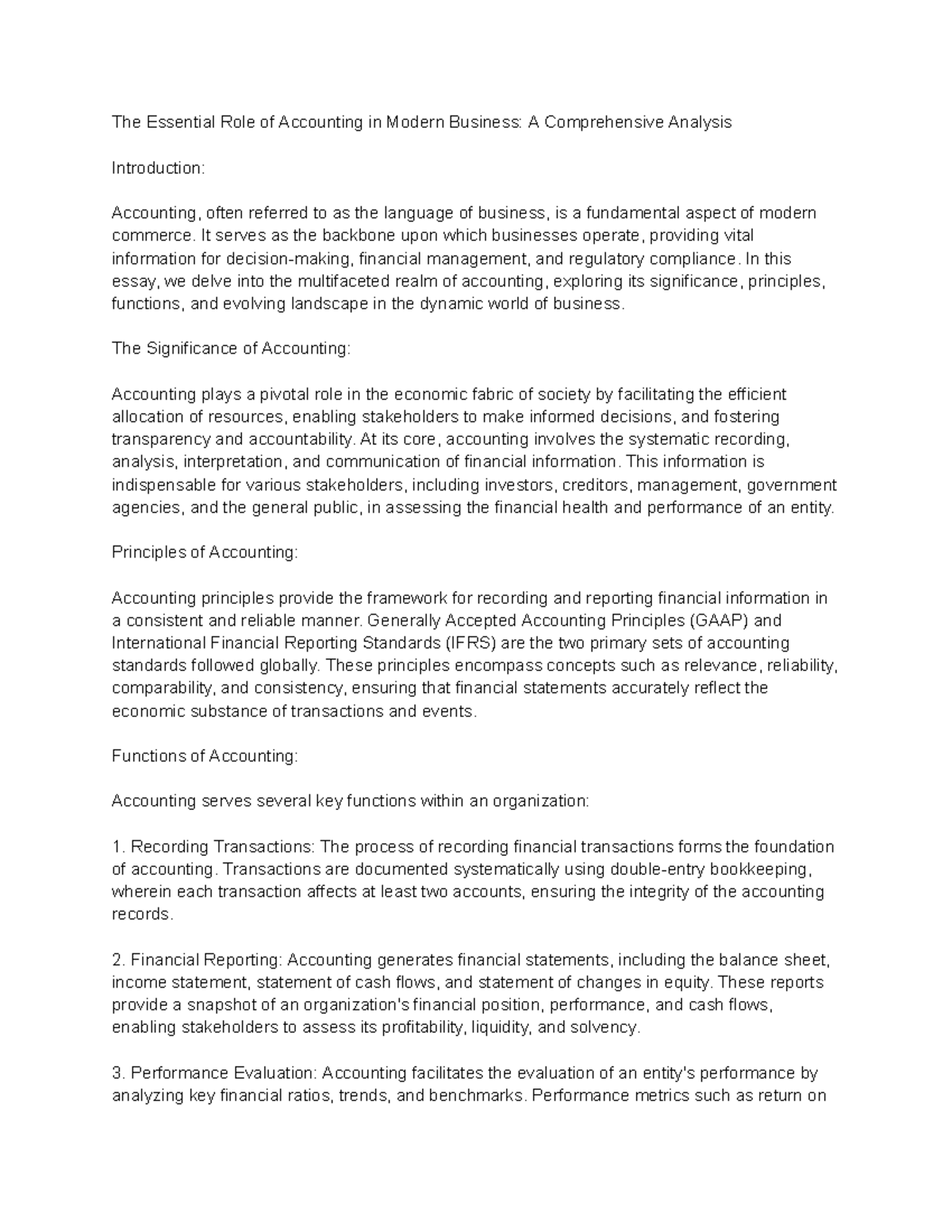 The Essential Role of Accounting in Modern Business A Comprehensive ...