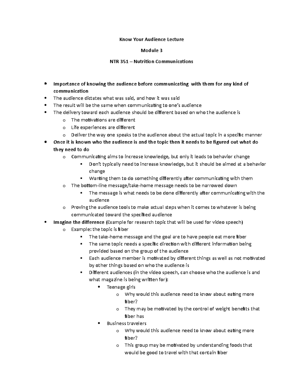 Know Your Audience Lecture Notes - Know Your Audience Lecture Module 3 ...