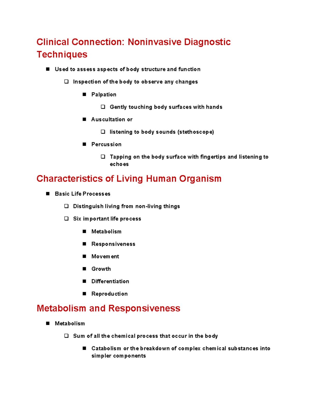2 - anatomy and physiology notes - Clinical Connection: Noninvasive ...