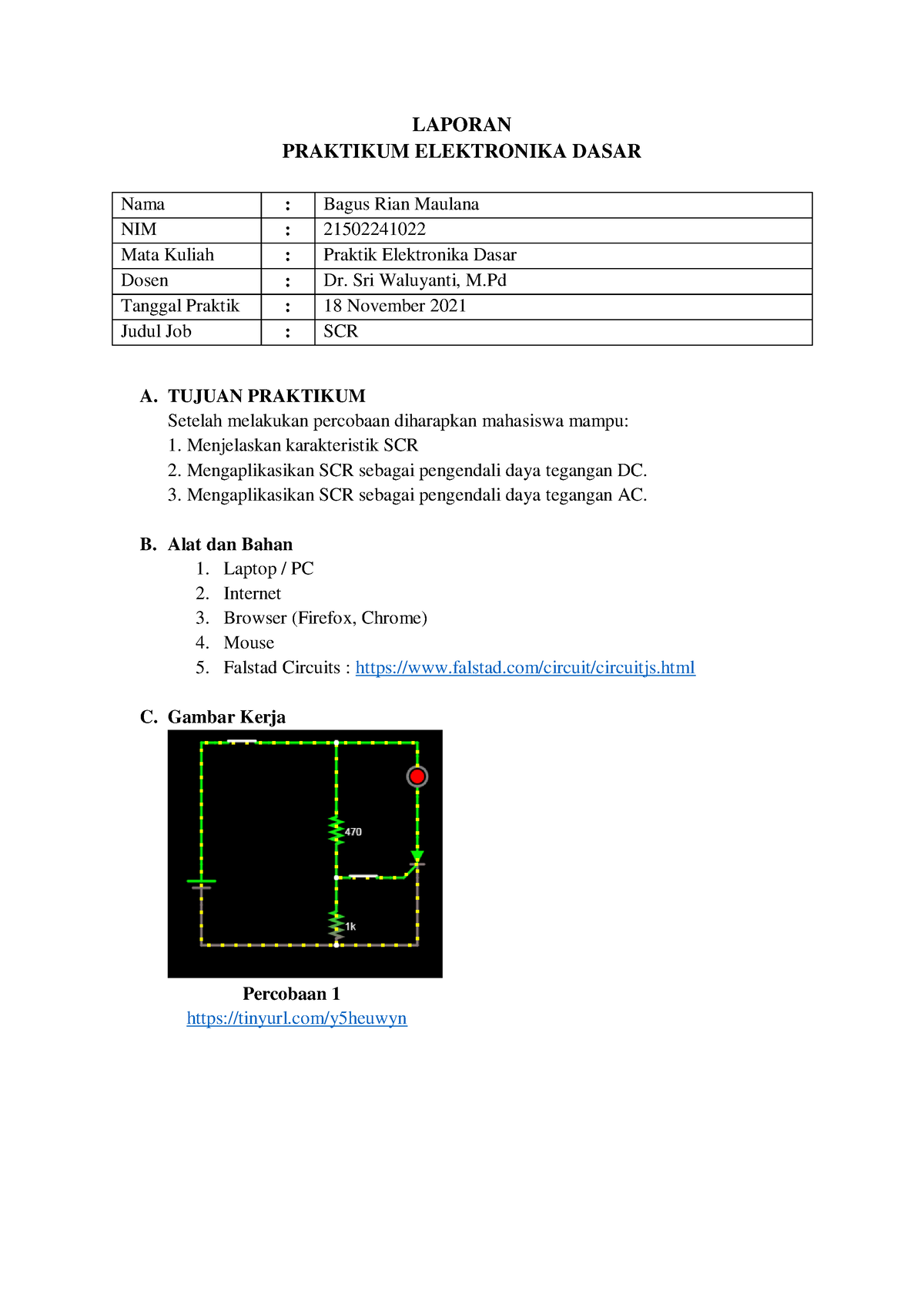 Laporan Praktikum Elektronika Dasar Job 10 - LAPORAN PRAKTIKUM ...