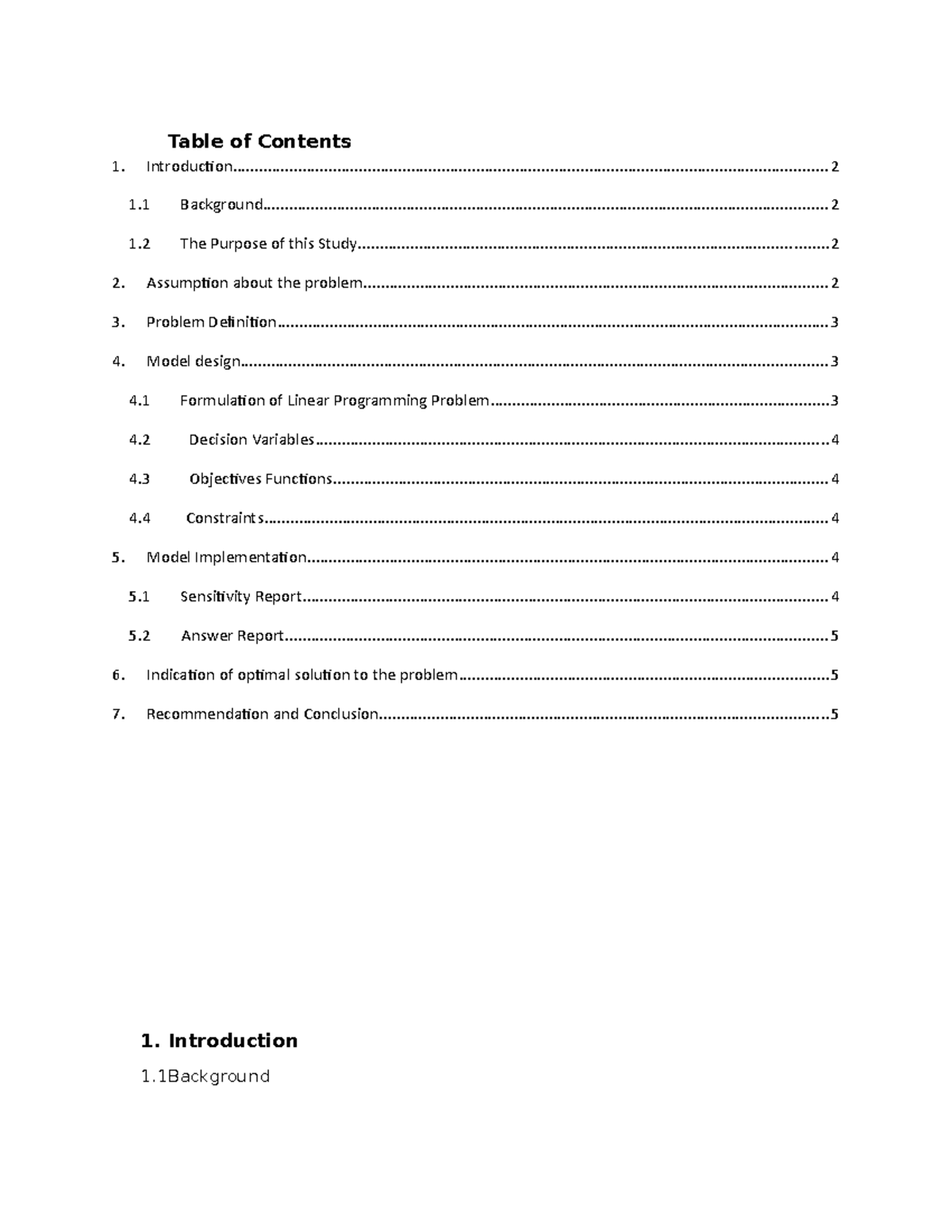 Business Analytics and Data Interpretation - Table of Contents 1 ...