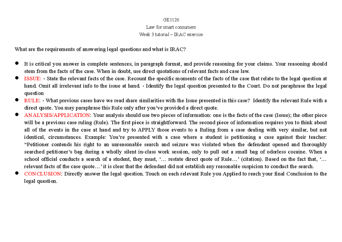 Week+3+tutorial+questions - GE Law for smart consumers Week 3 tutorial ...