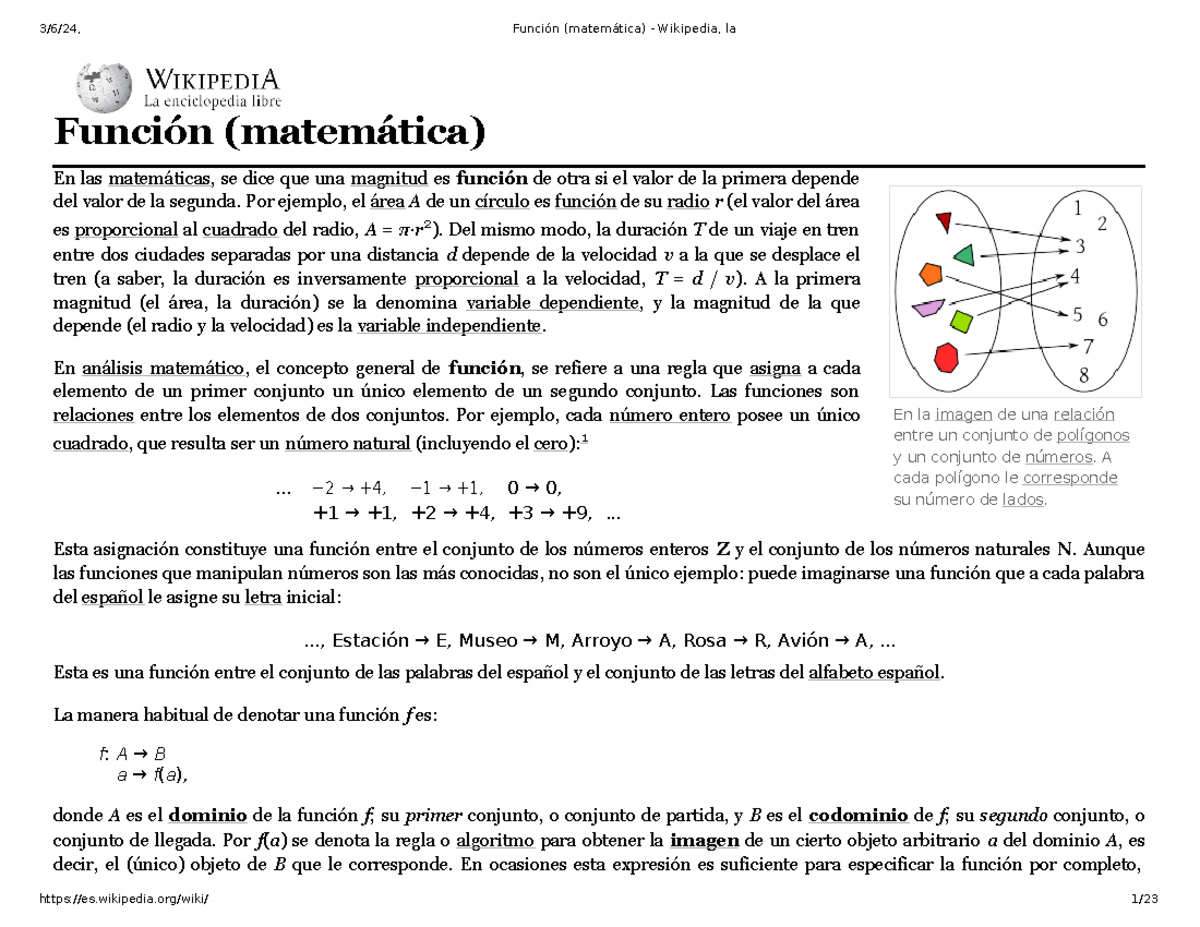 Función (matemática) - Wikipedia, la enciclopedia libre - 14 ...