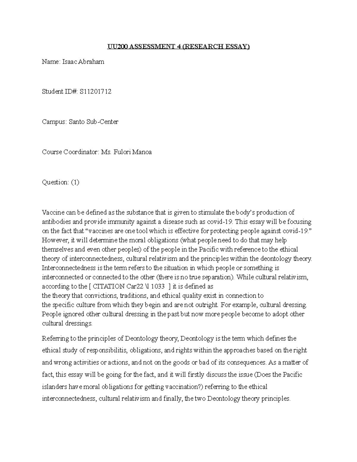 UU200 Assessment 4 Research Essay - UU200 ASSESSMENT 4 (RESEARCH ESSAY ...