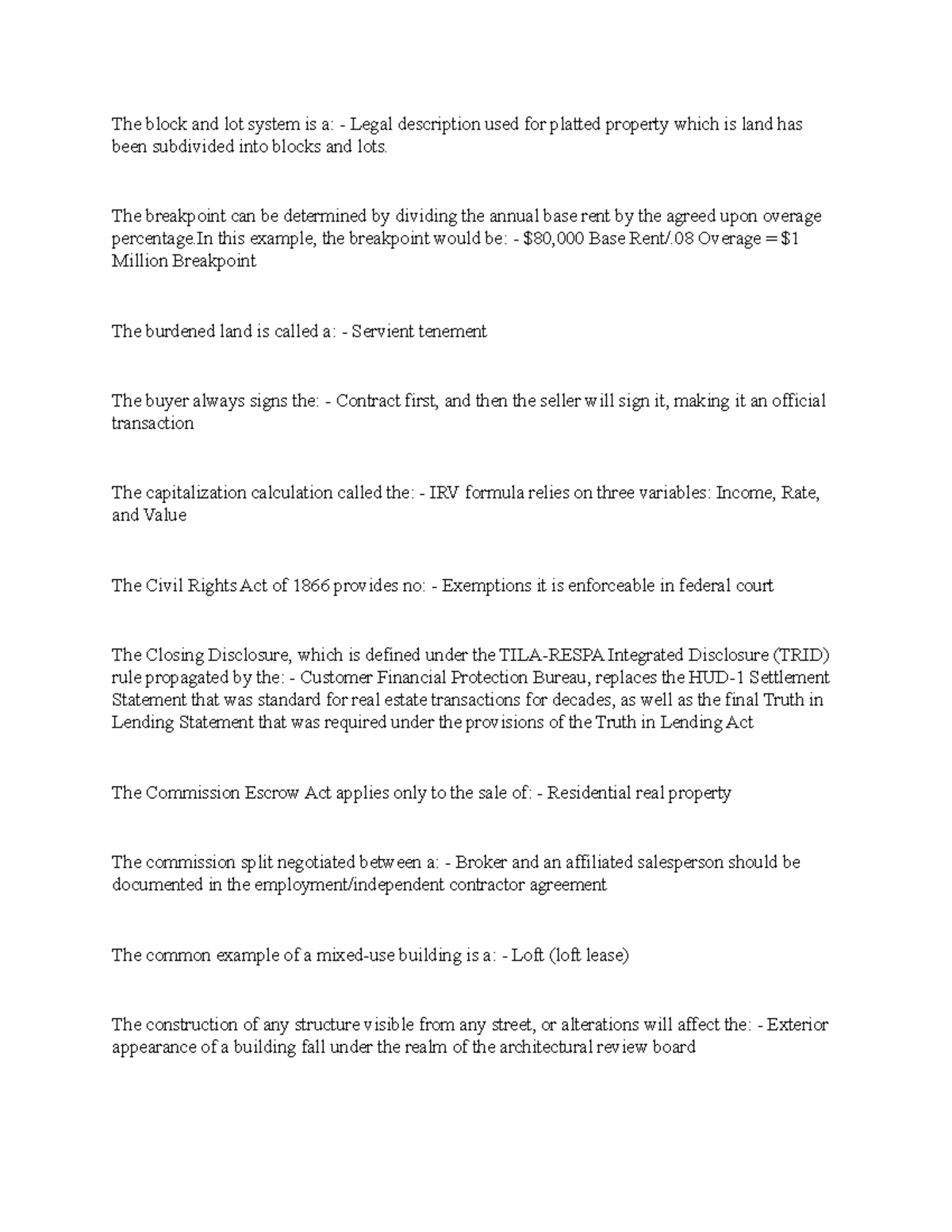 Note 26 Agent The block and lot system is a Legal description