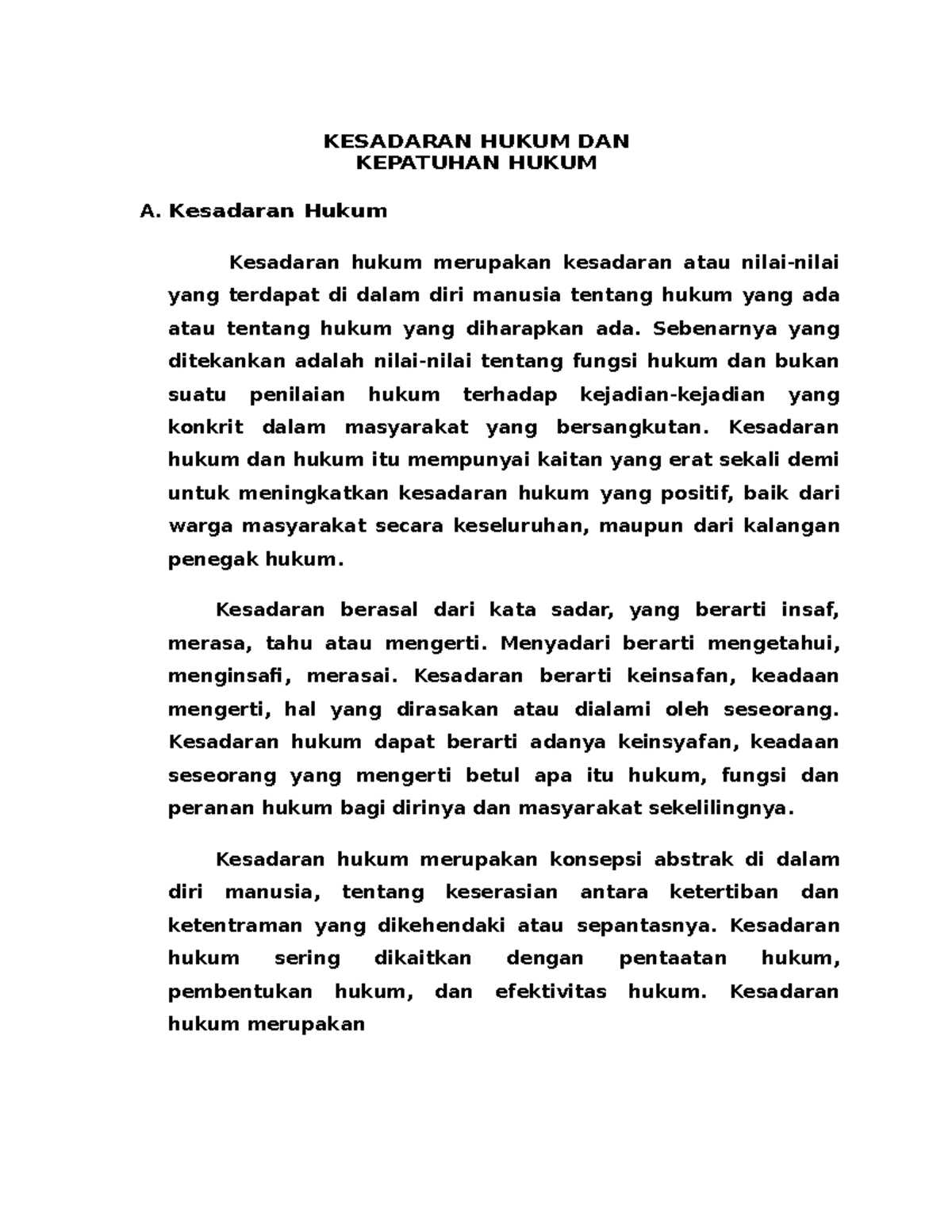 Kesadaran Hukum Dan Kepatuhan Hukum - KESADARAN HUKUM DAN KEPATUHAN ...