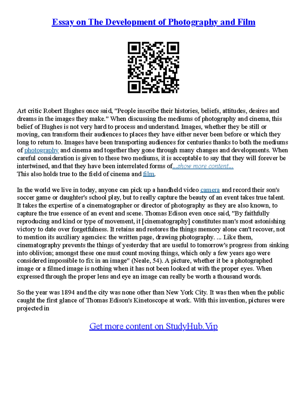 Essay About Photography Essay on The Development of Photography and