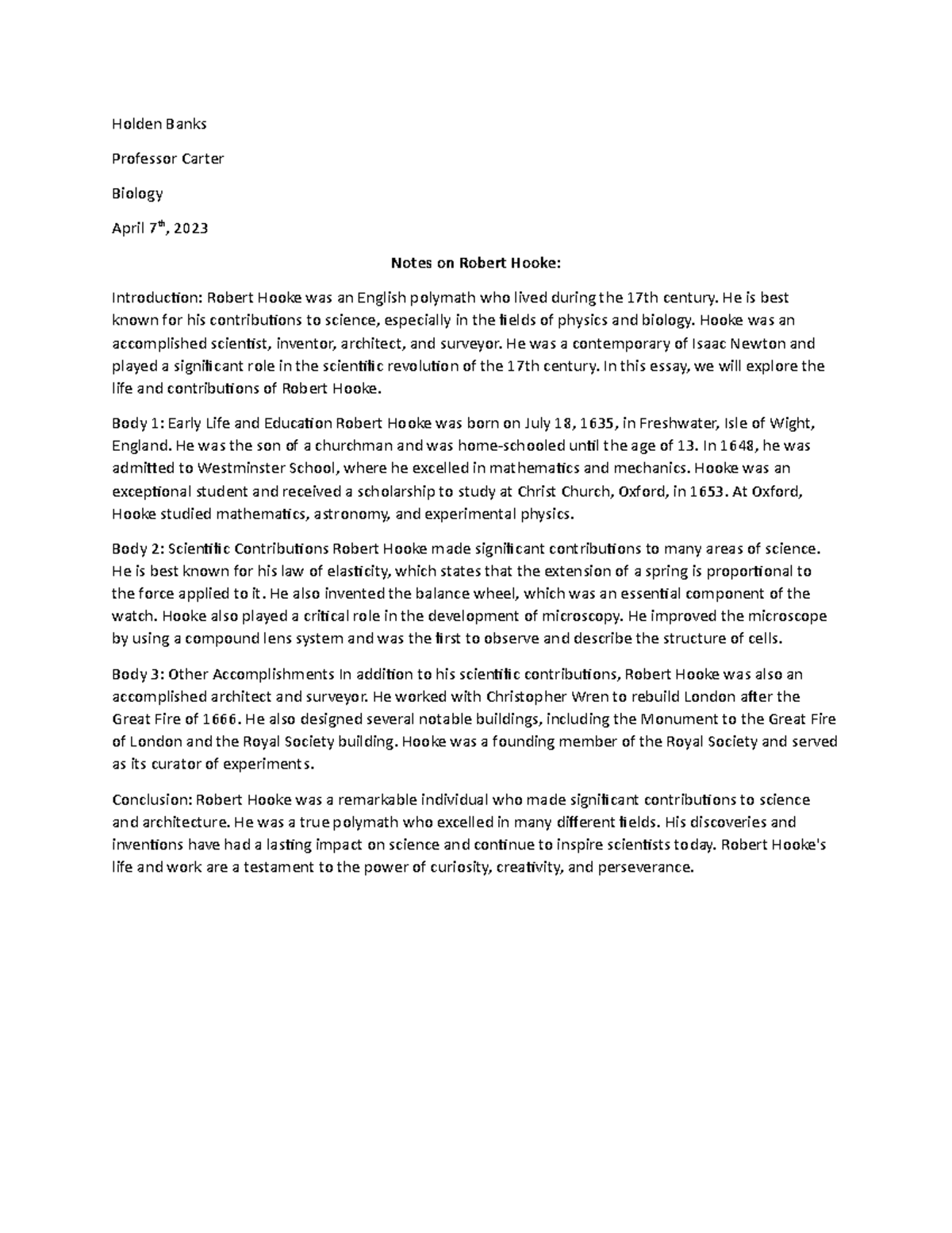Lecture Notes on James Watt - Holden Banks Professor Carter Biology ...