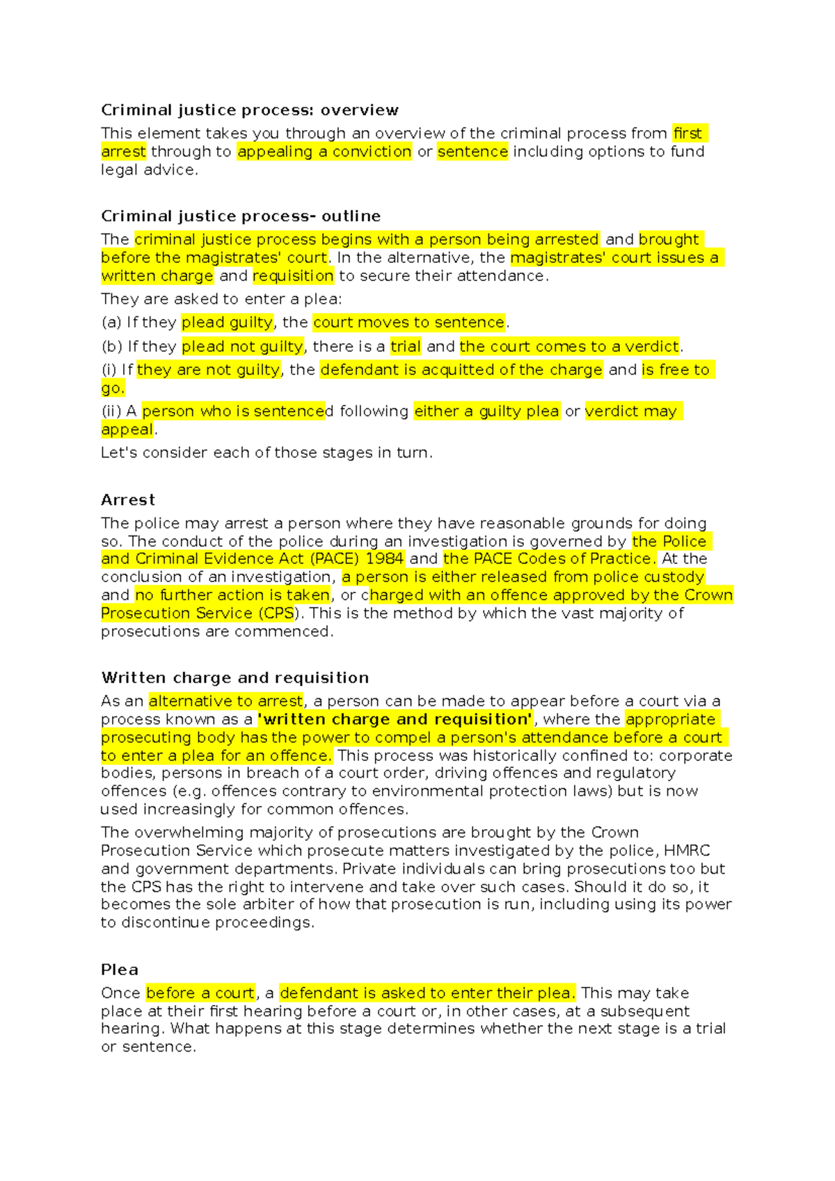Criminal justice process - Criminal justice process- outline The ...