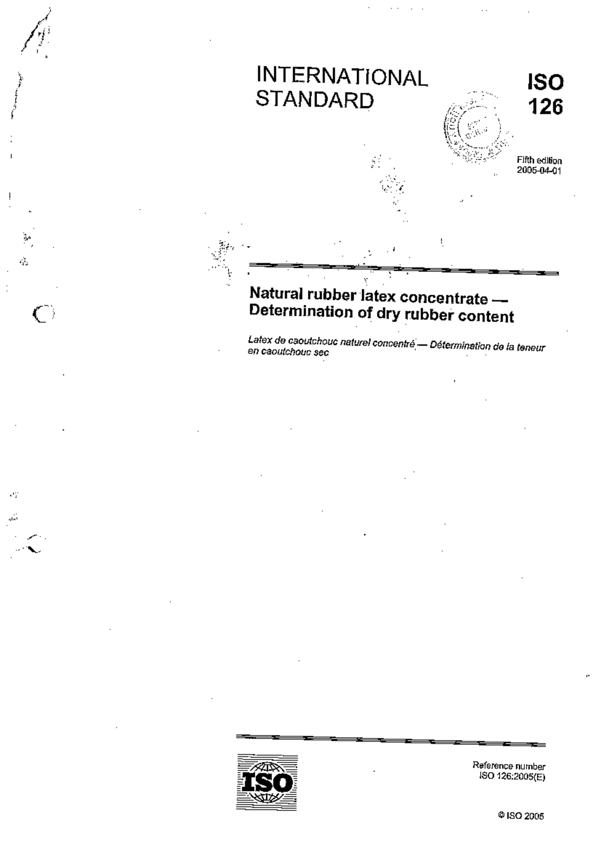 ISO 126 Determination of dry rubber content Polymer Technology