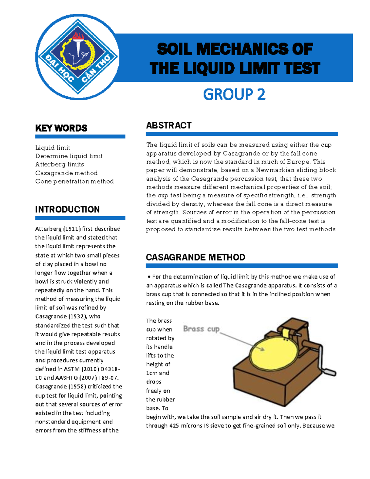 Liquid Limit Đại học KEY WORDS Liquid limit Determine liquid limit