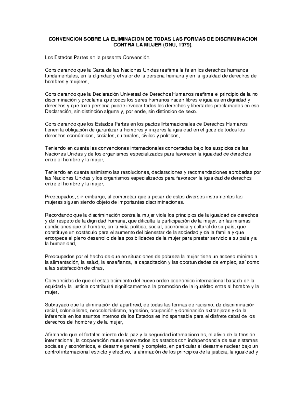 Convencion Sobre LA Eliminacion DE Todas LAS Formas DE Discriminacion ...