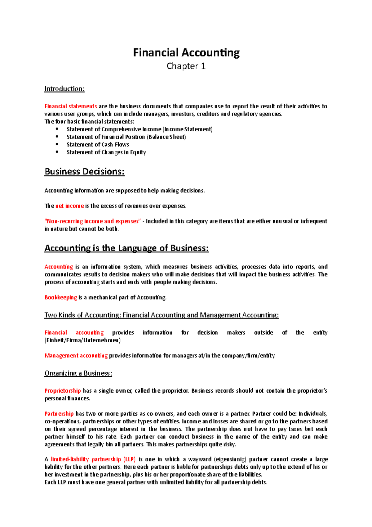 Financial Accounting Chapter 1 - Financial Accounting Chapter 1 ...