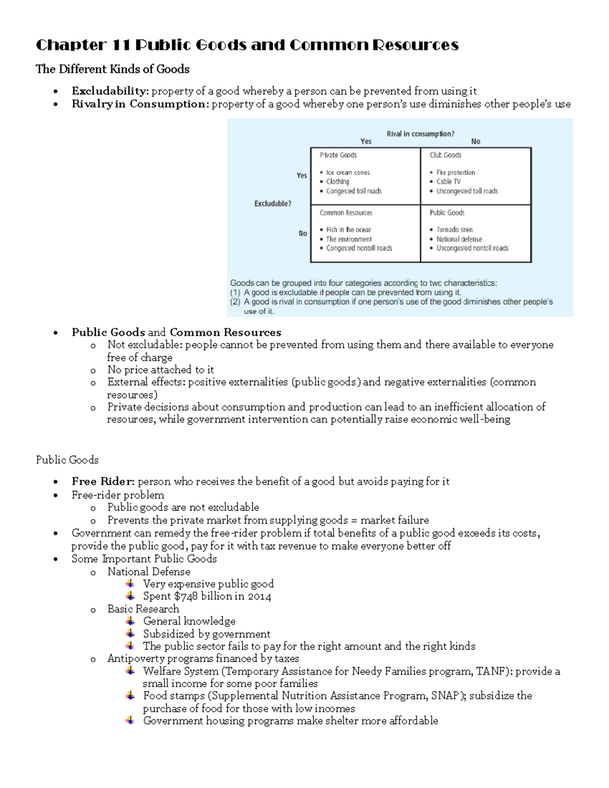 Chapter 11 Public Goods And Common Resources - Chapter 11 Public Goods ...