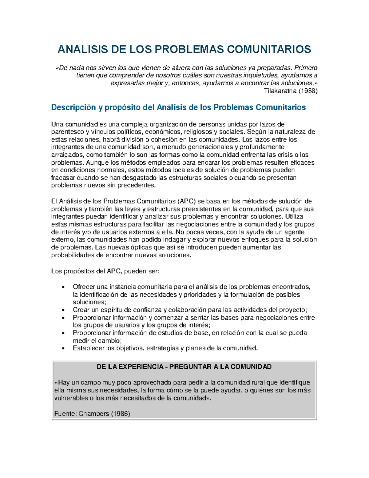 Analisis De Los Problemas Comunitarios Analisis De Los Problemas