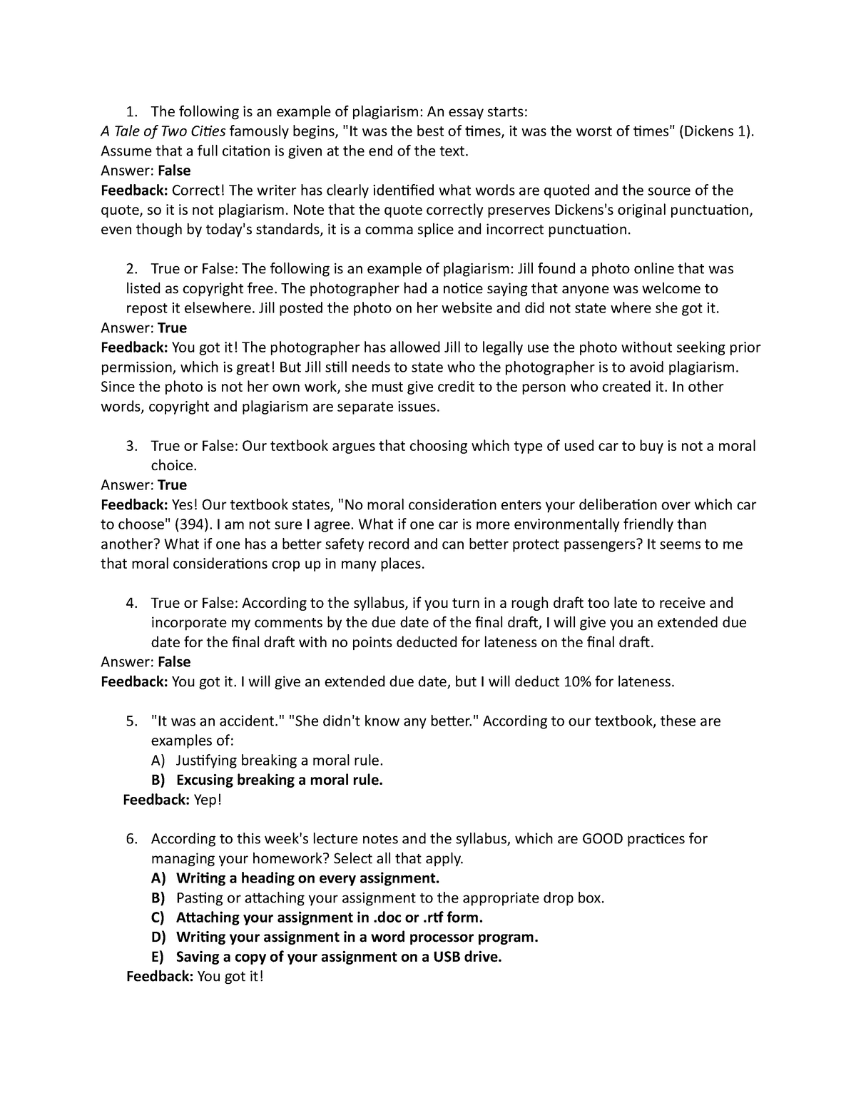 WR 122 notes - Guidance - The following is an example of plagiarism: An ...