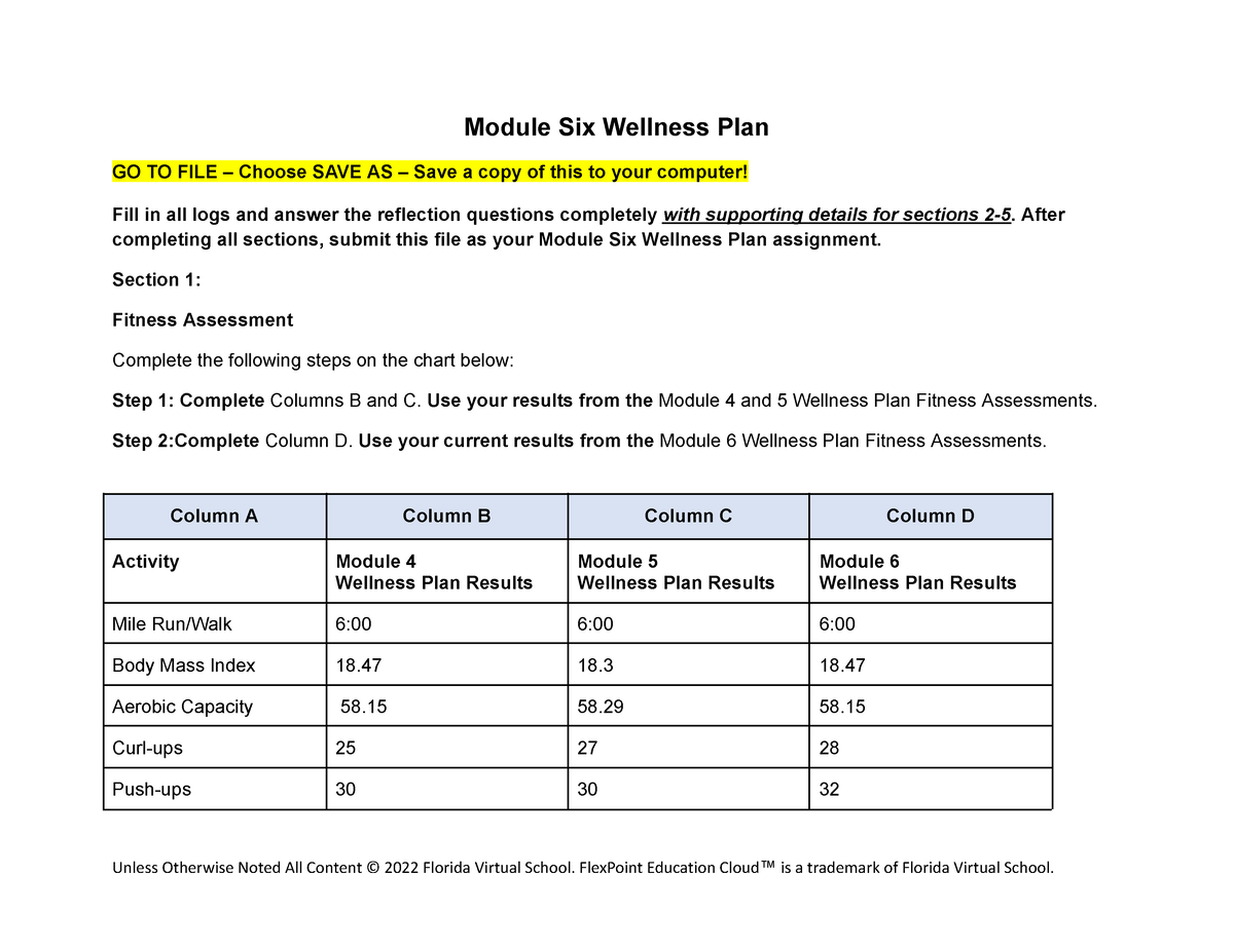 6.08 Wellness Plan - Module Six Wellness Plan GO TO FILE – Choose SAVE ...