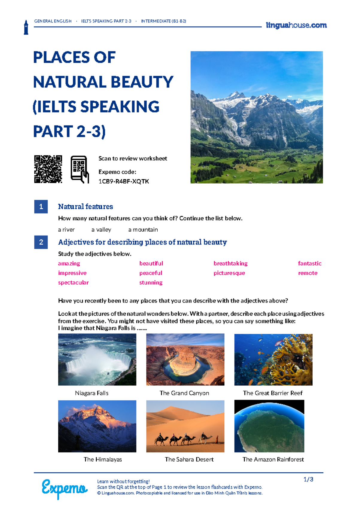 natural beauty spots ielts essay