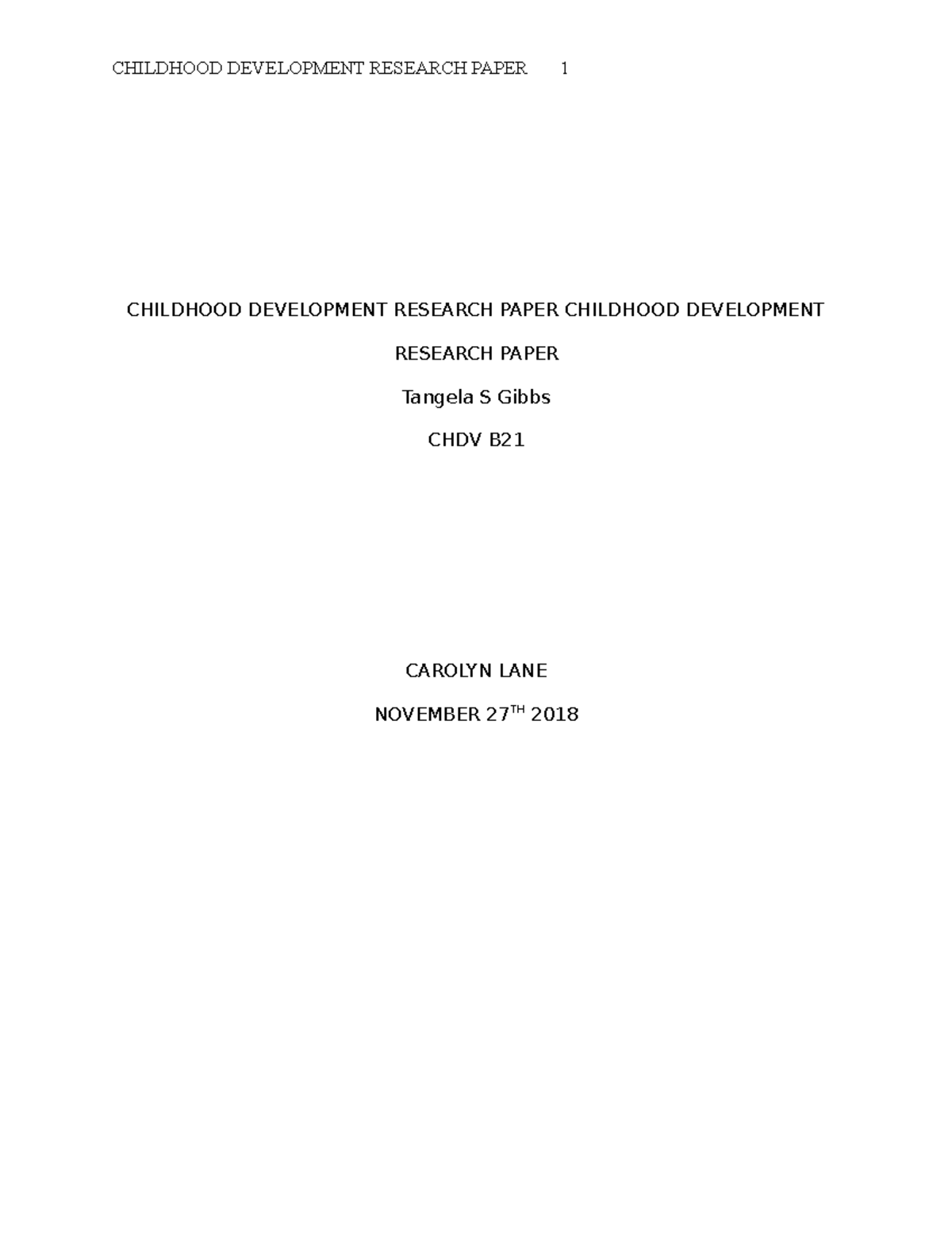 early childhood development research paper