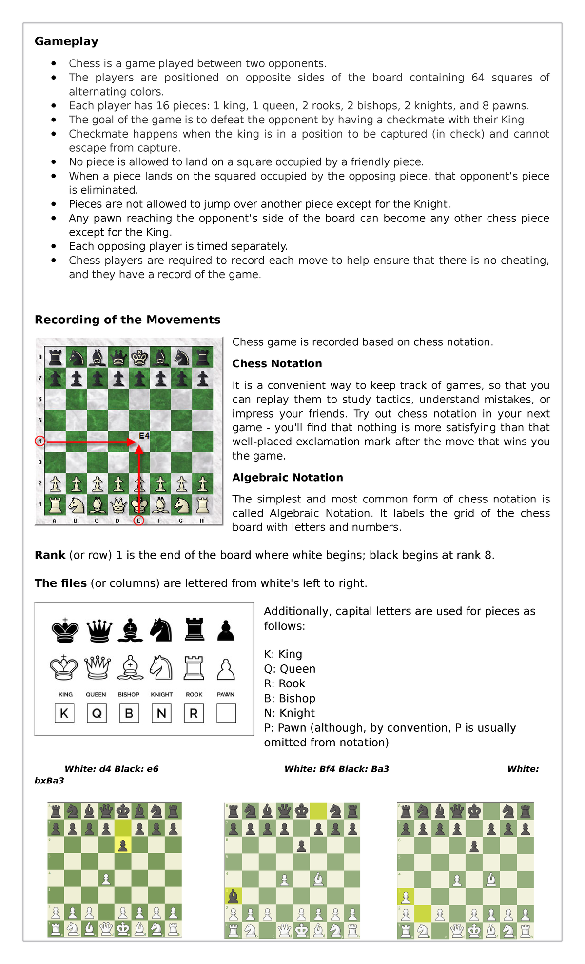 Strategies-and-Principles - Gameplay Chess is a game played between two ...